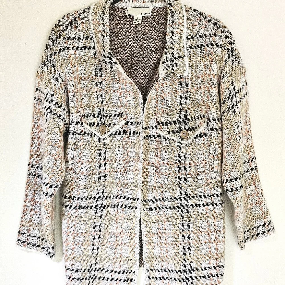 By Design Tan‎ Striped Cardigan Large